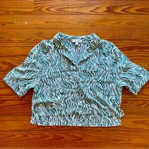 She + Sky Green Zebra Print Top